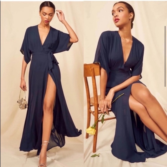 REFORMATION Navy Blue Winslow Maxi Dress New with Tags! - Picture 1 of 11